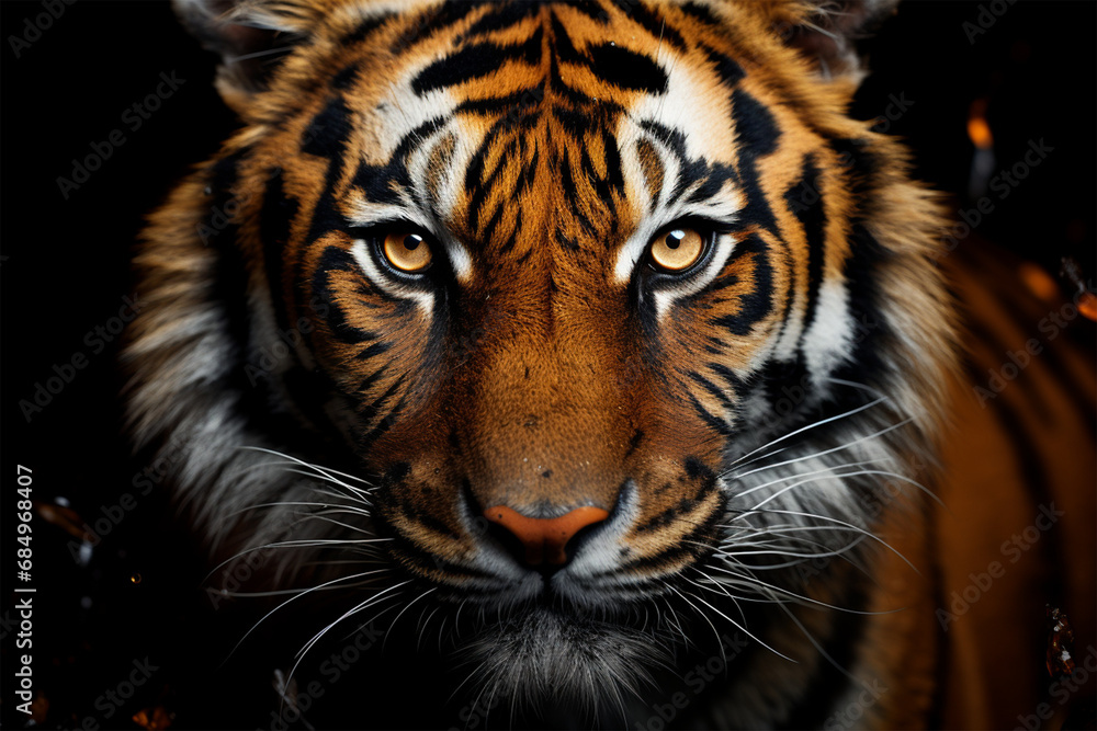 Portrait of a Tiger on a black background