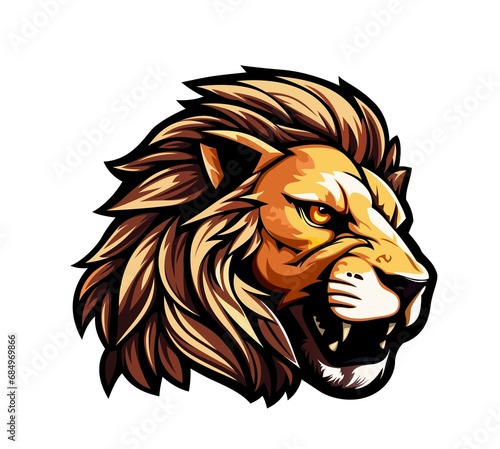 AI generated angry african lion animal head mascot