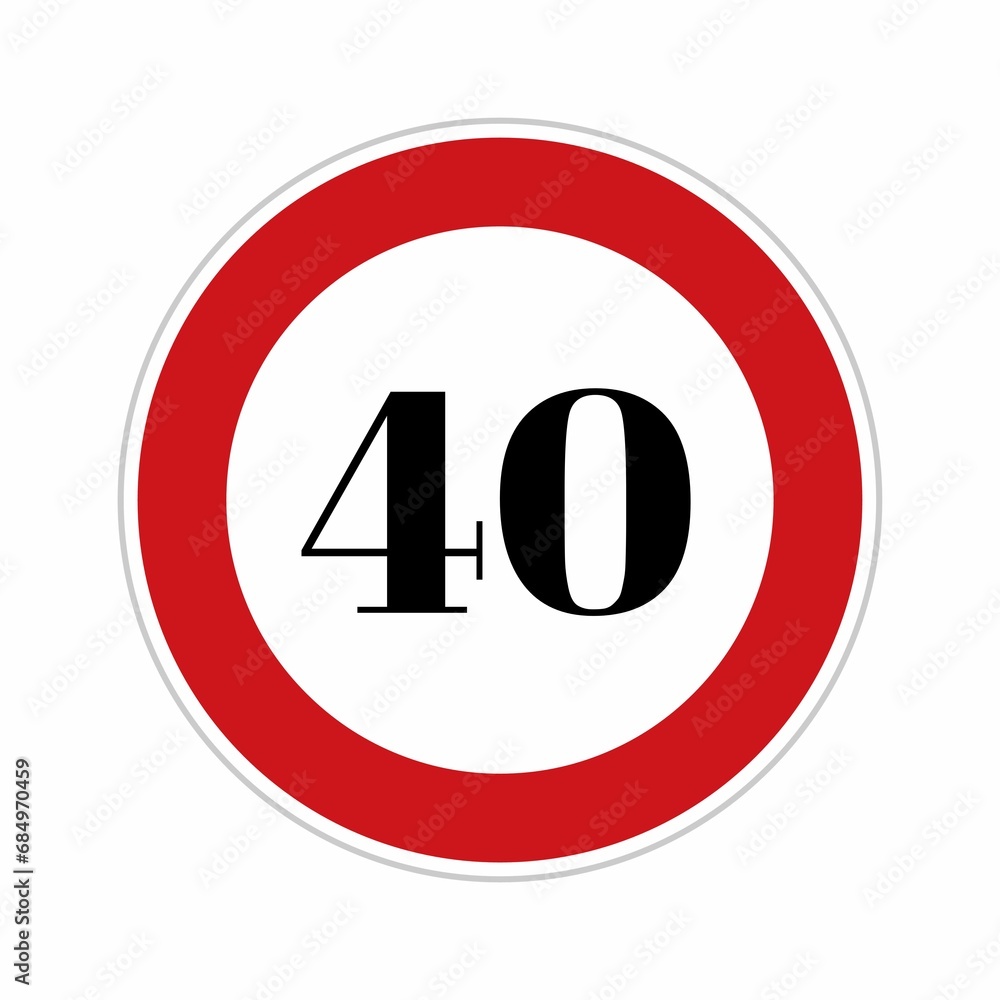 40 speed sign board, road side sign board for control speed. Road safety element, forty speed 40 speed sign board, road side sign board for control speed. Road safety element, forty speed