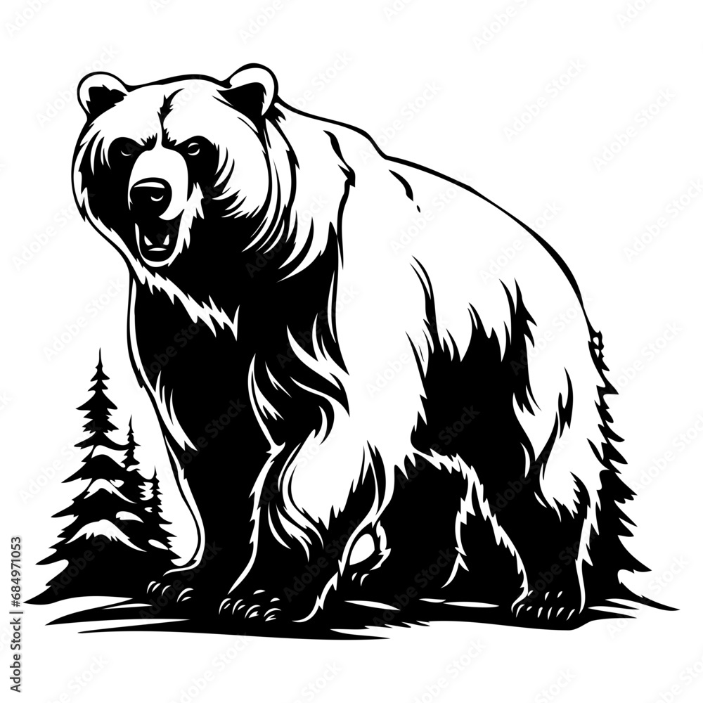 black svg bear for cutting machine, bear silhouette illustration