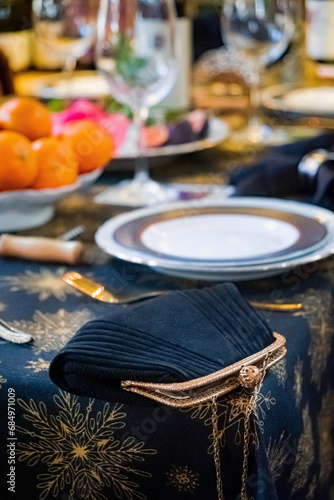 Christmas table with candles and decoration