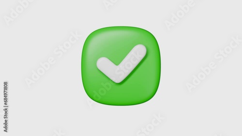 Check mark tick box icon simple looped animation. Transparent backgound. QuickTime 3d rendered movie with alpha channel