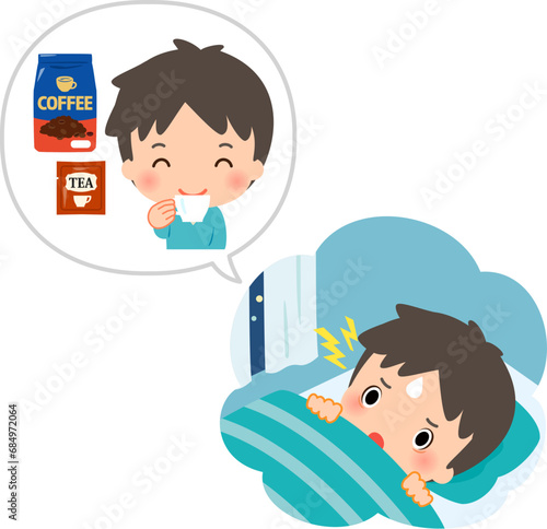 コーヒーや紅茶を飲み眠れなくなった男性