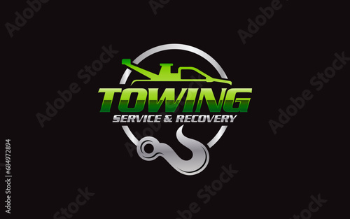 Illustration vector graphic of towing truck service logo design suitable for the automotive company