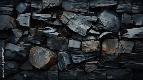 Basalt background. Basalt leaves an enduring legacy. Its dark, sleek surface and resilient nature create an everlasting impression, shaping landscapes for centuries. photo