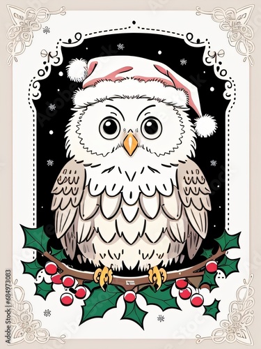 Christmas Owl on a Branch, Generative AI