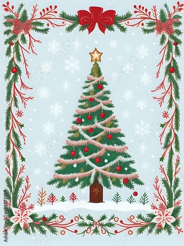 Christmas Tree Greeting Card, Generative AI