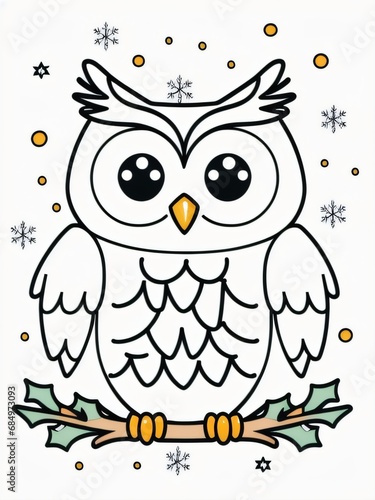 Owl on Branch Vector Illustration, Generative AI