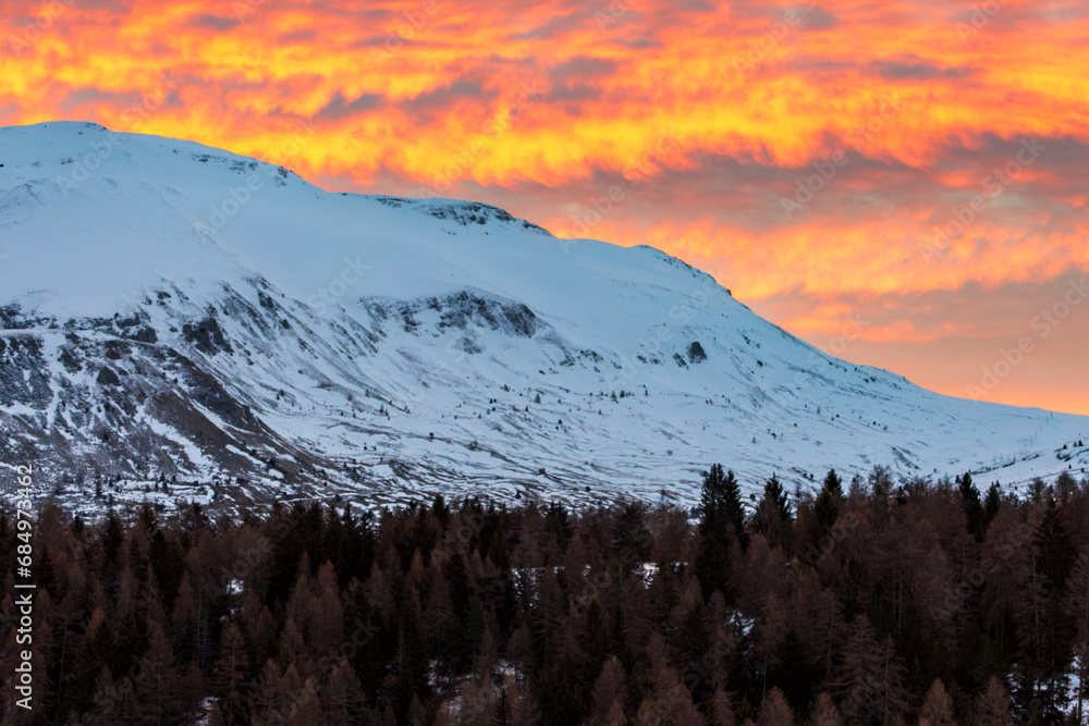 Winter landscape of the Alps. France, Devoluy.