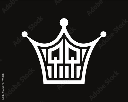 Crown shape QQ letter logo design vector art