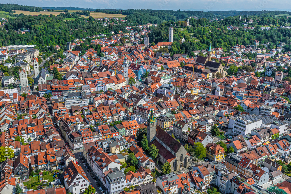 Ravensburg, ehemalige Reichsstadt und große Kreisstadt in Oberschwaben im Luftbild
