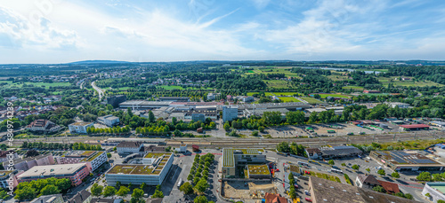 Die ehemalige Reichsstadt Ravensburg von oben, Blick auf die Region um den Bahnhof  © ARochau