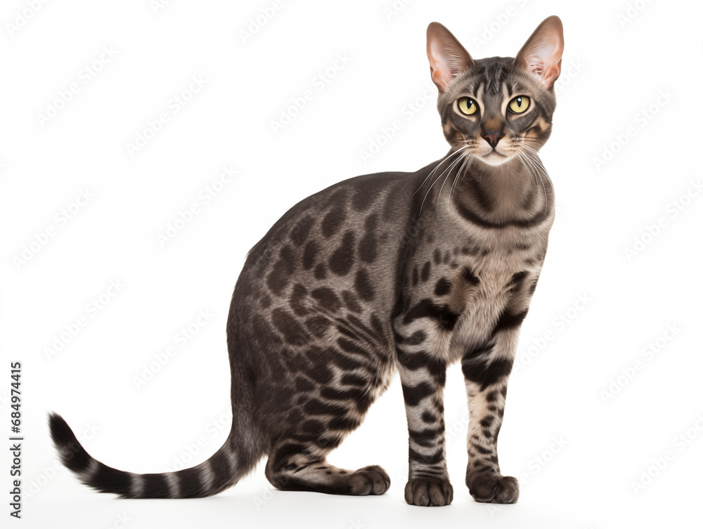 Purebred cat of the Sphynx breed in full growth. Isolated on a white background.