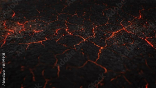 Flowing Lava Field or Magma In A Seamless Loop. 3D Animation photo