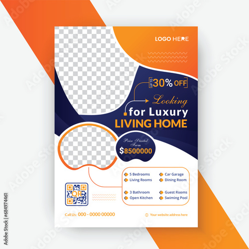 Real estate house property sale flyer design template
