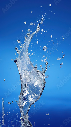 Dynamic Fluidity: A Splash of Water Against a Blue Background