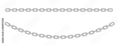 Metal iron chain. 3d, vector image.