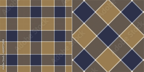 Vector checkered pattern or plaid pattern in blue. brown and white. Tartan, textured seamless plat for flannel shirts, duvet covers, other autumn winter textile mills. Vector Format