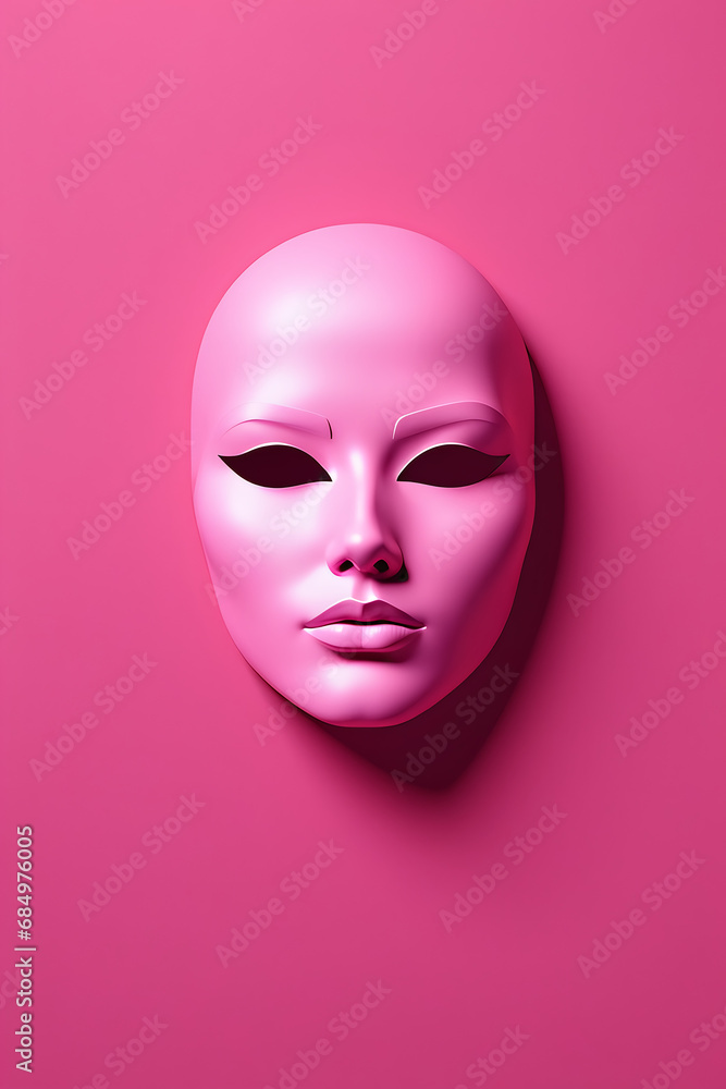 Pink carnival mask on pink background. Generative AI Pink carnival mask on pink background. Generative AI