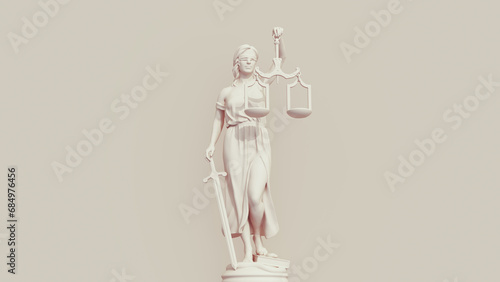 Tableau sur toile Lady justice judicial system scales blindfold sword neutral background soft tone