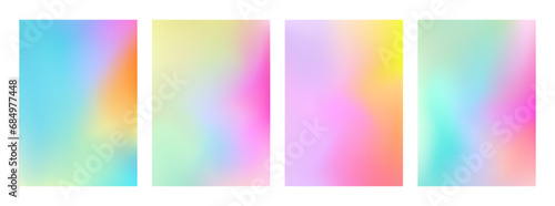 Set of Colorful Gradient Mesh Cover Designs. Pastel Colors. Abstract Vector Illustration without Transparency.