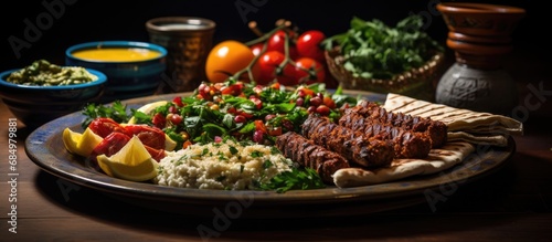 Wallpaper Mural At the Arabic restaurant, a platter of delicious food was served at the party, with a mouthwatering spread of cake, lemon-infused meat, and street-style wheat plates, showcasing the diverse cuisine of Torontodigital.ca