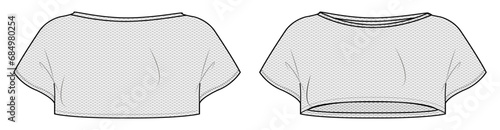 Women's crop top Fashion Flat Sketch Vector Illustration, CAD, Technical Drawing, Flat Drawing, Template, Mockup.

