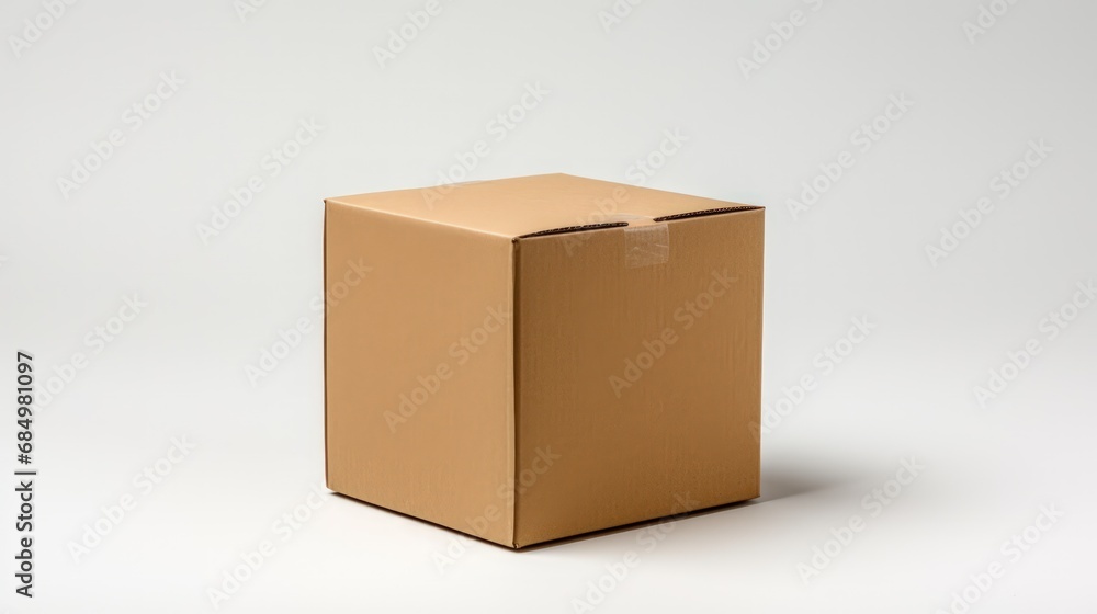 Brown cardboard box set on a white background. Brown cardboard box set on a white background.