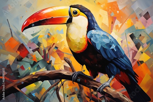 Toucan Vibrance in The Style of Abstract Expressionism. Creted with Generative AI Technology