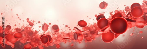 Red blood cells, medical red banner photo