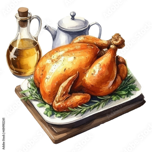 七面鳥の水彩イラスト素材