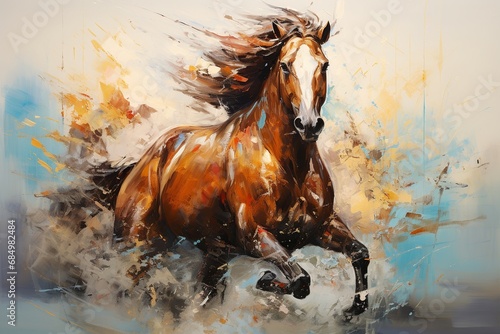 Wild Horse Gallop in The Style of Abstract Expressionism. Creted with Generative AI Technology