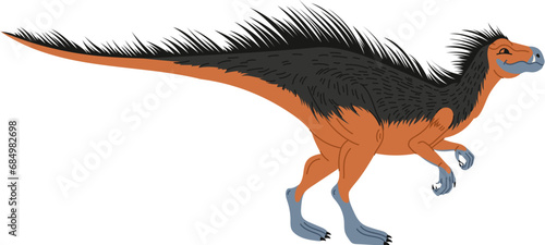 Prehistoric extinct animal, isolated icon of realistic dinosaur character. Vector dino personage with claws and fur on body