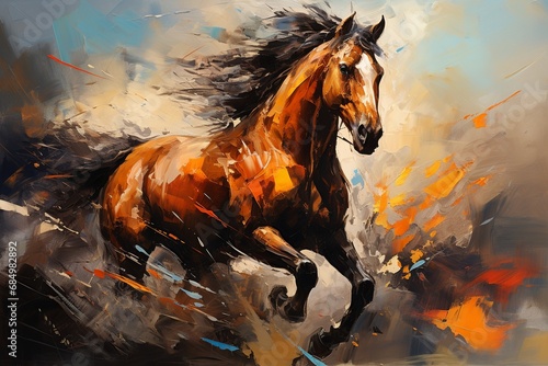 Wild Horse Gallop in The Style of Abstract Expressionism. Creted with Generative AI Technology