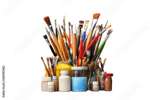 Brushstrokes of Reality Realistic Image of Art Supplies isolated on transparent background