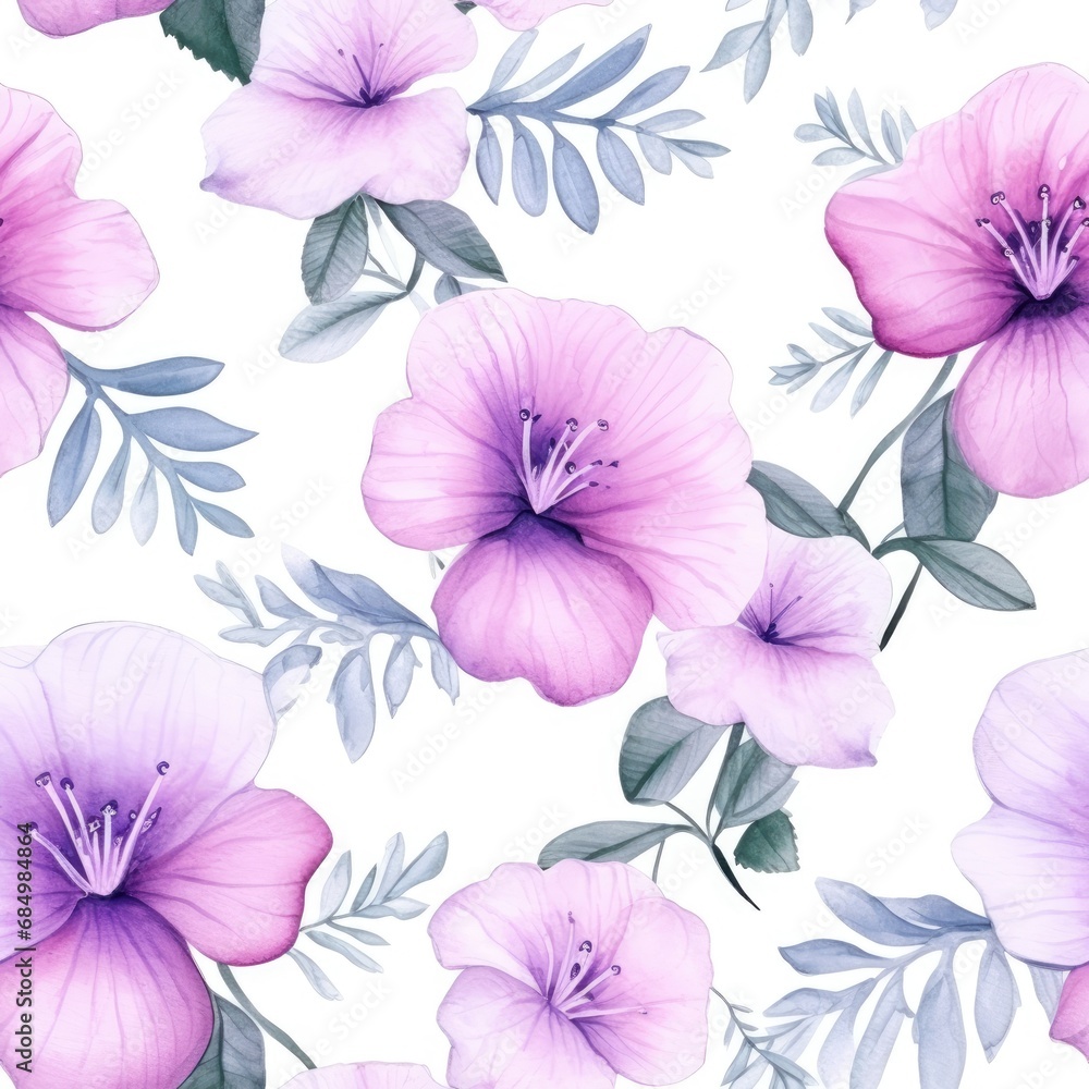 Seamless watercolor pattern with flowers and leaves. Floral pattern for wallpaper or fabric.