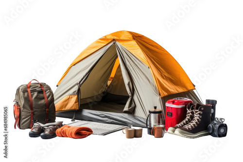 Authentic Kid Friendly Camping Gear Imagery isolated on transparent background