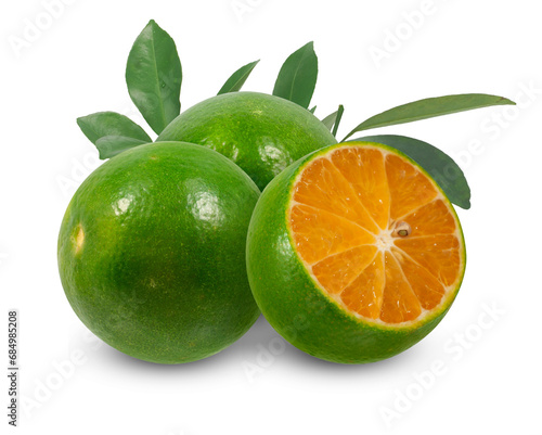 Calamansi or Green orange fruits isolated on white background