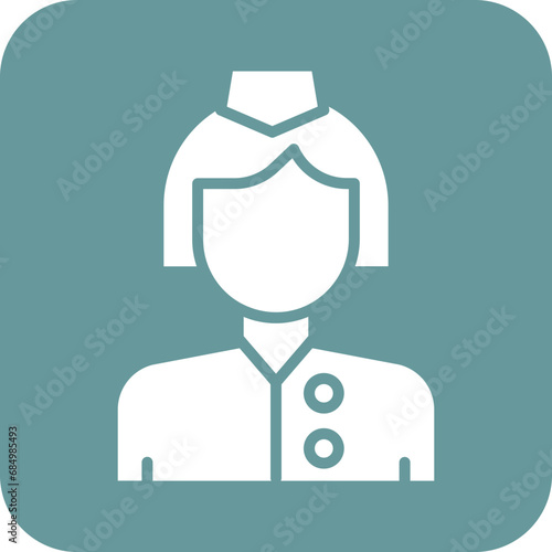 Female Flight Attendant Icon Style