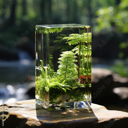 Nature's Miniature: A Forest Encapsulated in a Glass Cube