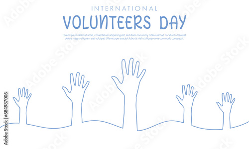 vector line style international volunteers day hand together banner design vector