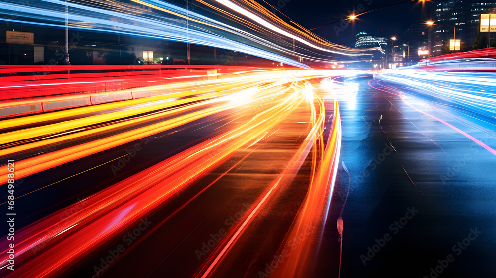 traffic at night in a crowdy and modern city - Generative AI Technology traffic at night in a crowdy and modern city - Generative AI Technology