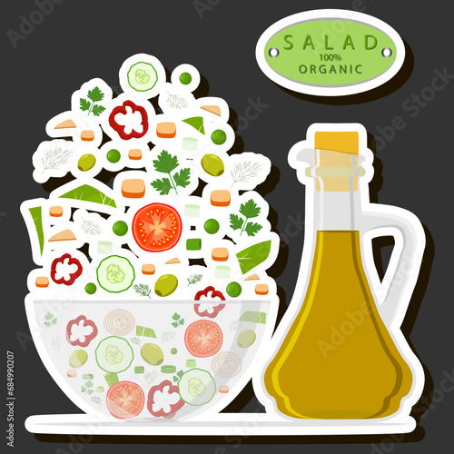 Illustration on theme liquid oil in large glass bottle for cooking food