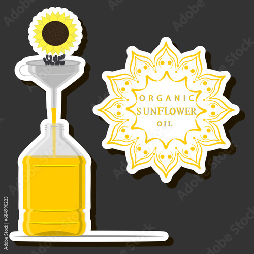 Illustration on theme liquid oil in large glass bottle for cooking food