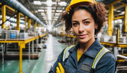 woman working in a factory background as a factory