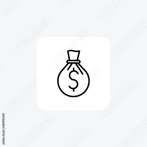 Money bag,Finance, Assets, Investment,Line Icon, Outline icon, vector icon, pixel perfect icon