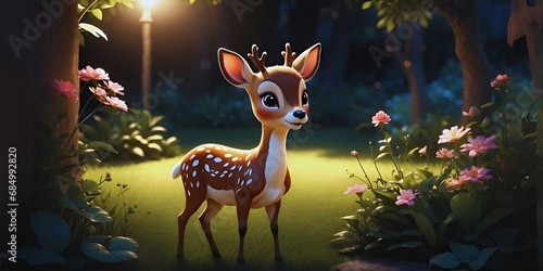 Cute baby deer in the jungle, Cute baby animals, Cute animals © Art by H