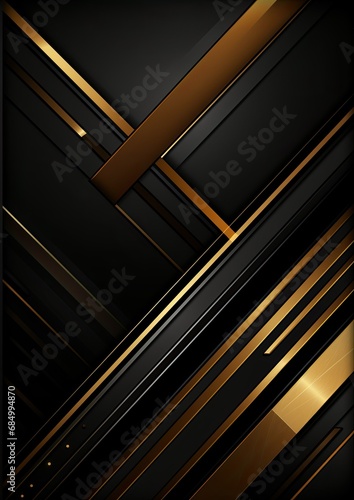 Abstract black and gold diagonal geometric line shapes