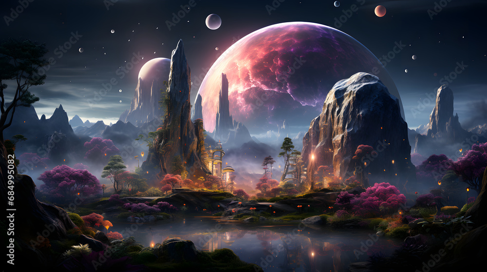landscape of fictional planet
