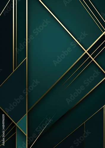 Abstract luxury geometric green with gold lines © lara